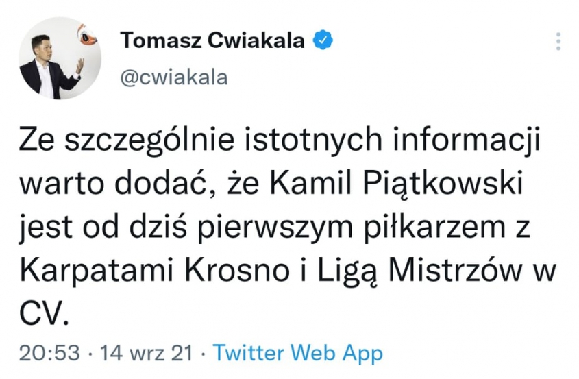 Kamil Piątkowski dokonał tego JAKO PIERWSZY xD